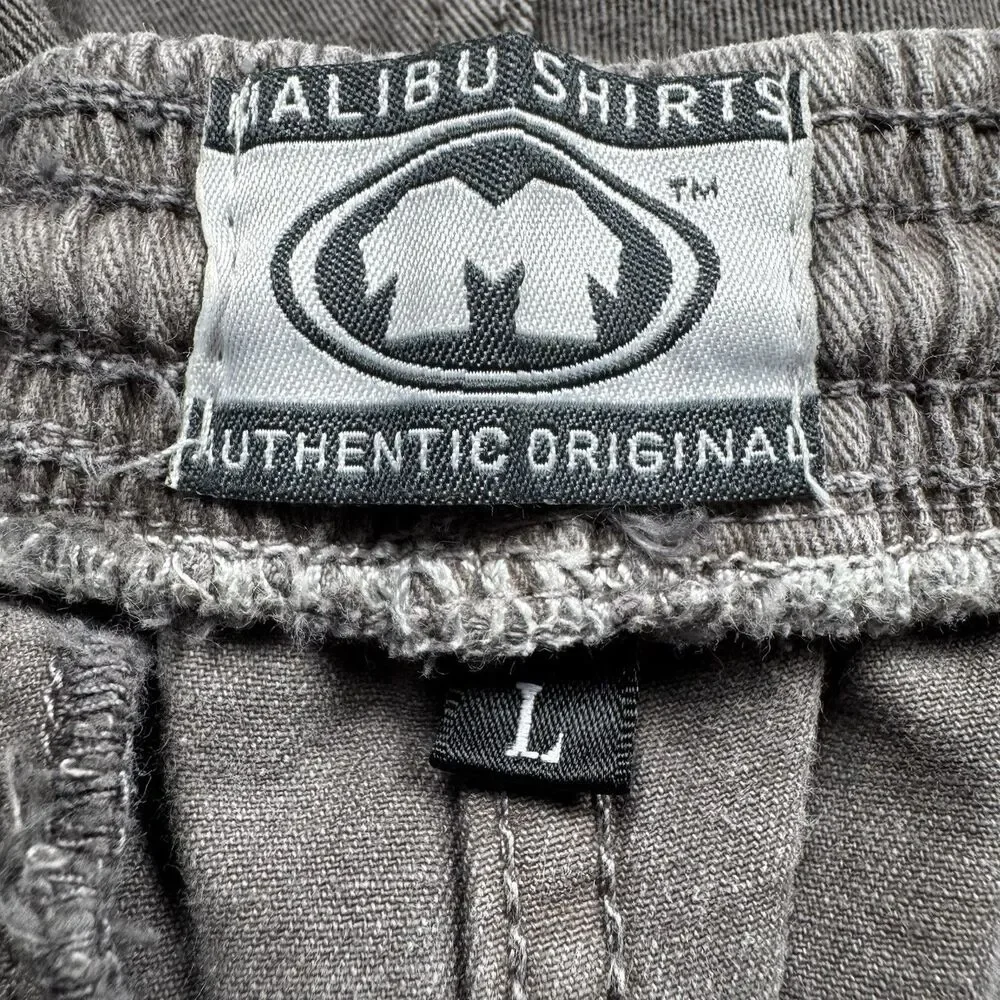 Malibu Shirts Mens Large‎ Shorts Brown Aloha Elastic Waist Drawstring Hawaiian